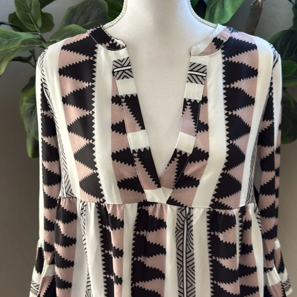 Mazik Black and White Long mid sleeve Dress - Picture 3 of 6